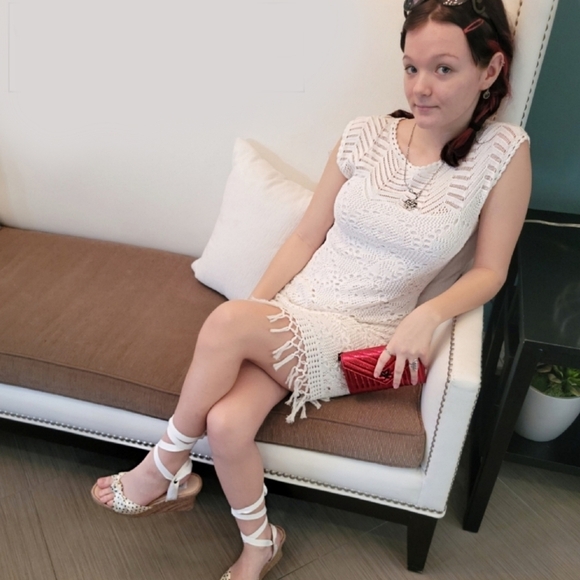Lilly Pulitzer ✦ Adabelle Crochet Fringe Dress ✦ White Cotton XS EUC Resort Chic - Picture 5 of 17